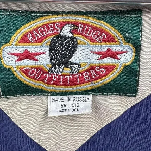 Vintage Eagles Ridge Outfitters Jacket Mens XL Beige Blue Bomber Outdoor - Picture 3 of 14